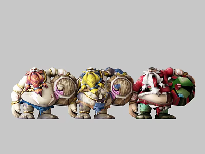 Four Colorful Game Movie Characters With Unique Armored Designs And Outfits 3d model