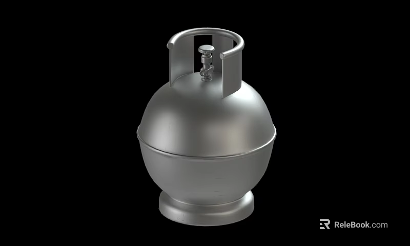 Household Silver Metal Gas Cylinder With Secure Valve Sturdy Base Design 3d model 