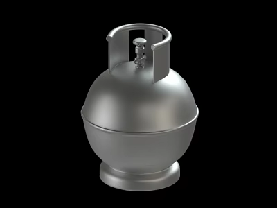Household Silver Metal Gas Cylinder With Secure Valve Sturdy Base Design 3d model