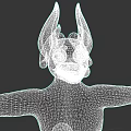 3D Mythical Creature Character With Black Body Gray Torso Yellow Eyes And Golden Ear Accents