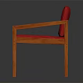 Comfortable Leisure Chair with Red Cushion Backrest and Wooden Armrests Legs