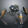Advanced Robotic Mechanical Spider With Metal Legs And Orange Striped Accents