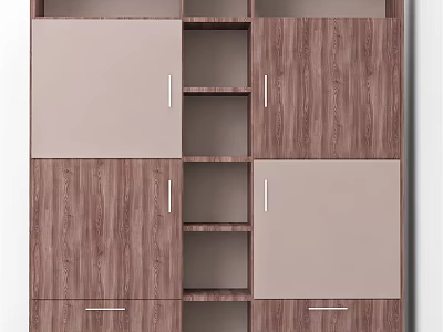 Modern Wooden Wardrobe Design With Mix Of Closed Doors And Open Storage Shelves 3d model