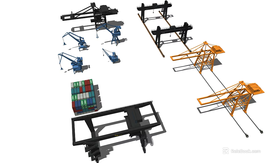 Heavy Duty Industrial Equipment Featuring Cranes Containers And Mechanical Arms 3d model 