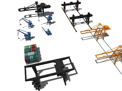 Heavy Duty Industrial Equipment Featuring Cranes Containers And Mechanical Arms 3d model