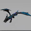 Fantasy Mythical Dragon Creature With Blue Purple Wings And Glowing Features