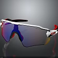 Sporty Sunglasses Red White Frame With Colorful Gradient Lenses Wrap Around Design For Outdoor Sports