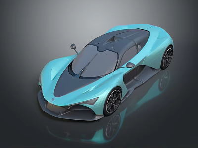 Light Blue Futuristic Sports Car With Sleek Design Black Roof And Wheels 3d model