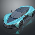 Light Blue Futuristic Sports Car With Sleek Design Black Roof And Wheels