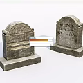 Stone and Wood Memorial Tombstones Featuring Carved Details and Name Inscriptions