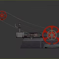 Mechanical Industrial Equipment Featuring Red Wheels Belt Drive And Metal Frame