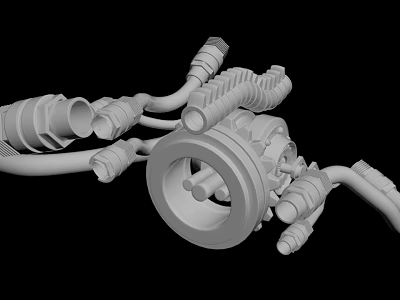 3D Model Of Mechanical Components With Industrial Pipes And Connectors 3d model