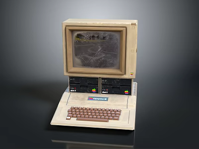 Classic Vintage Computer With CRT Monitor Keyboard And Retro Design Features 3d model