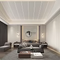 Modern Bedroom Interior Design With TV Round Mirrors Gray Curtains Large Bed And Wooden Floor