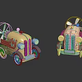 Vintage Toy Cars With Propellers Headlights Metallic Brown Beige Bodies And Reflective Surfaces