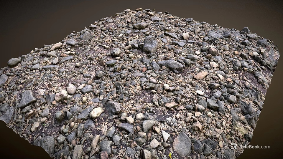 Ground Covered With Different Sizes Of Rocks And Small Stones 3d model 
