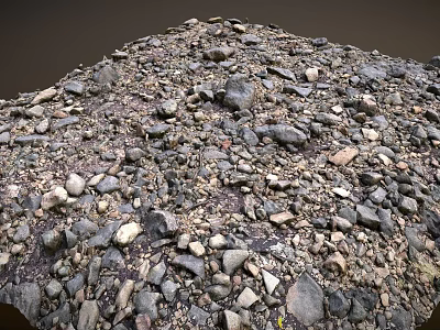 Ground Covered With Different Sizes Of Rocks And Small Stones 3d model