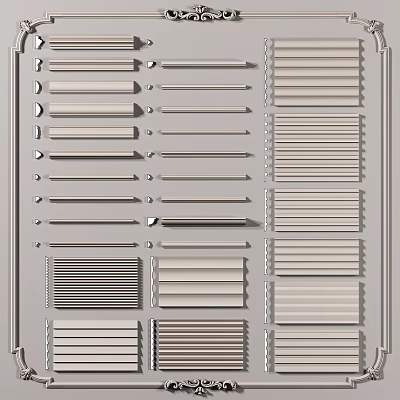 Various Linear Design Patterns With Horizontal Vertical And Textured Line Elements 3d model