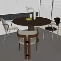 Middle style dining table and chair 3d model