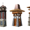 Traditional And Modern Tower Architectural Designs With Pagoda Roofs And Stone Structures