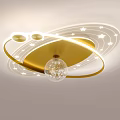 Modern Golden Rings Ceiling Light With White Star Patterns And Transparent Bulb 3d model
