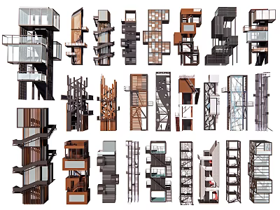 Modern Tower Architectural Design With Various Geometric Structures And Multi Layered Elements 3d model