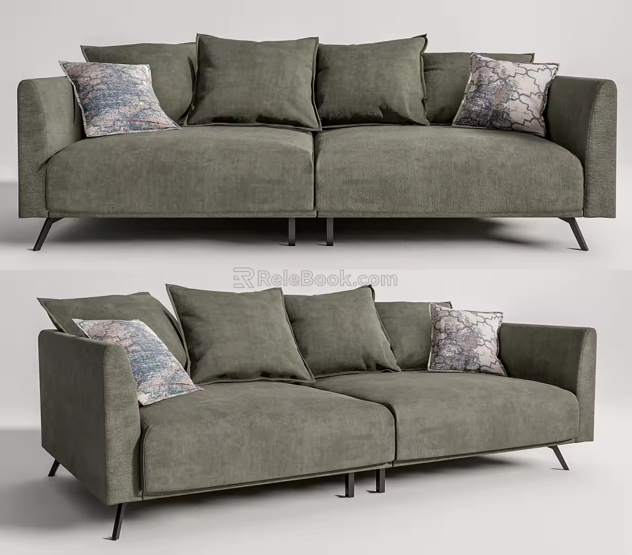 modern double sofa double fabric sofa 3d model