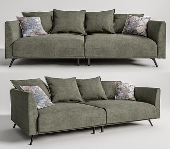 modern double sofa double fabric sofa 3d model