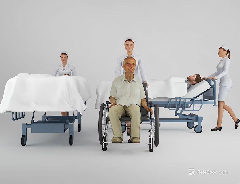 Medical Equipment Including Wheelchair Stretcher Bed And Hospital Furniture For Healthcare Facilities 3d model 