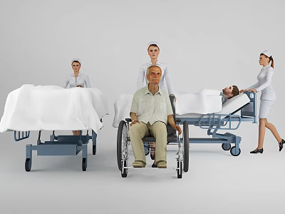 Medical Equipment Including Wheelchair Stretcher Bed And Hospital Furniture For Healthcare Facilities 3d model