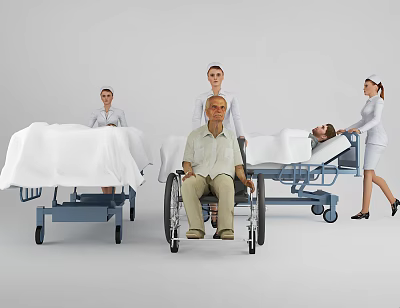 Medical Equipment Including Wheelchair Stretcher Bed And Hospital Furniture For Healthcare Facilities 3d model