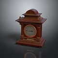 Vintage Wooden Mantel Clock With Carved Details Round Dial And Antique Design