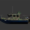 Camouflage Yacht Design With Blue Bottom Antennas And Front Equipment