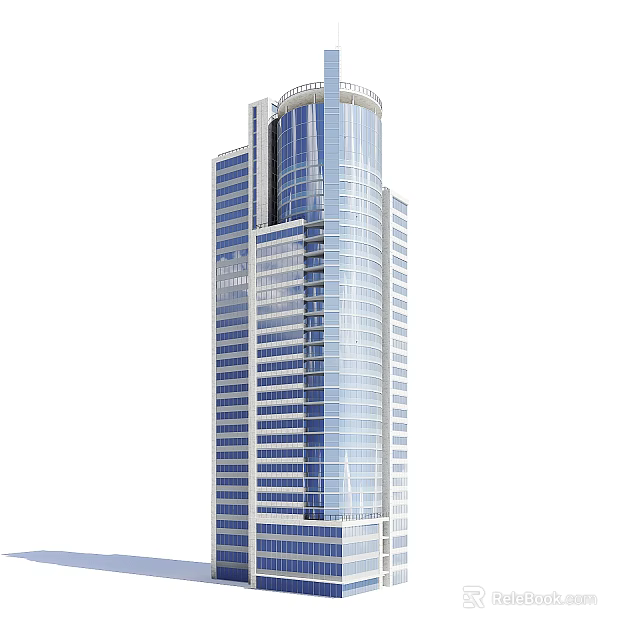 Modern High Rise Residential Building With Glass Curtain Wall And Contemporary Facade Design 3d model 