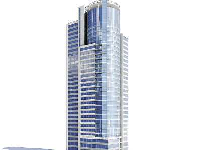 Modern High Rise Residential Building With Glass Curtain Wall And Contemporary Facade Design 3d model