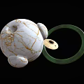 Elegant Fashion Accessories Featuring White Marble Pattern Golden Accents And Green Bangle
