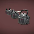 Four Shiny Silver Cups Arranged On Brown Background With Metallic Finish