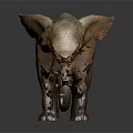 Realistic Brown Elephant With Large Ears And Long Ivory Tusks Standing