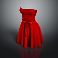 Elegant Strapless Red Dress With Bow At Waist And A Line Skirt