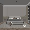 Modern Bedroom Interior Design With Neutral Tones Platform Bed Plush Pillows Rug And Recessed Lighting
