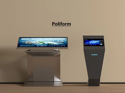 Public Facility Interactive Information Kiosks With Digital Display Screens And Modern Stands 3d model