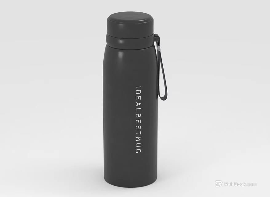 Black Insulated Water Bottle with IDEAL GESTURE Text and Carry Loop 3d model 