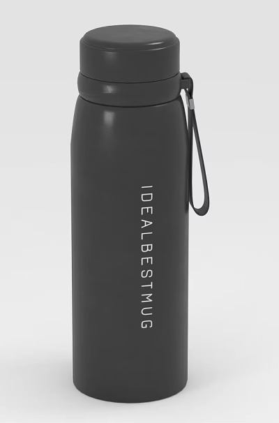 Black Insulated Water Bottle with IDEAL GESTURE Text and Carry Loop 3d model