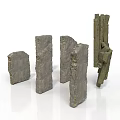 Gray Stone Blocks With Various Shapes And Notches On White Background 3d model