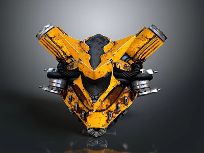 Yellow Fire Fighting Equipment With Large Cylindrical Components And Detailed Metal Structure 3d model