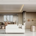 Modern Light Luxury Restaurant Jiangjing Daping Floor Model Room with No Main Lamp Horizontal Hall Display Cabinet 3d model
