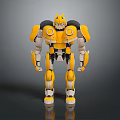 Yellow Humanoid Robot Character With Mechanical Armor And Shiny Surface 3d model