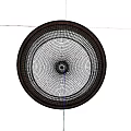Modern Round Ceiling Light with Wooden Frame and White Lampshade Emitting Soft Light Ceiling Mounted