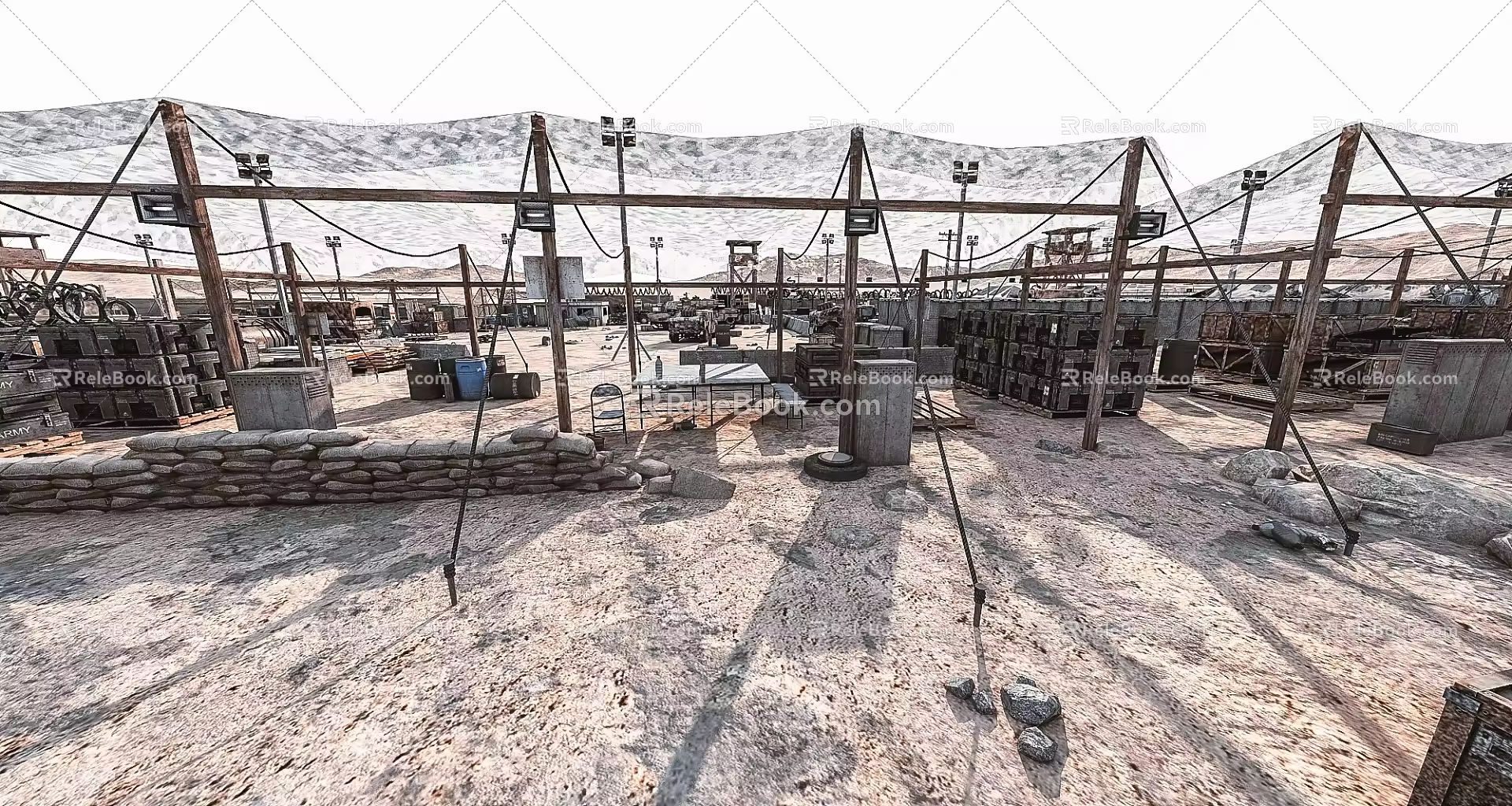 Modern Military Base Military Base Tank Tent 3d model