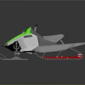 Green And White Snowmobile With Red Handlebars Track And Modern Design